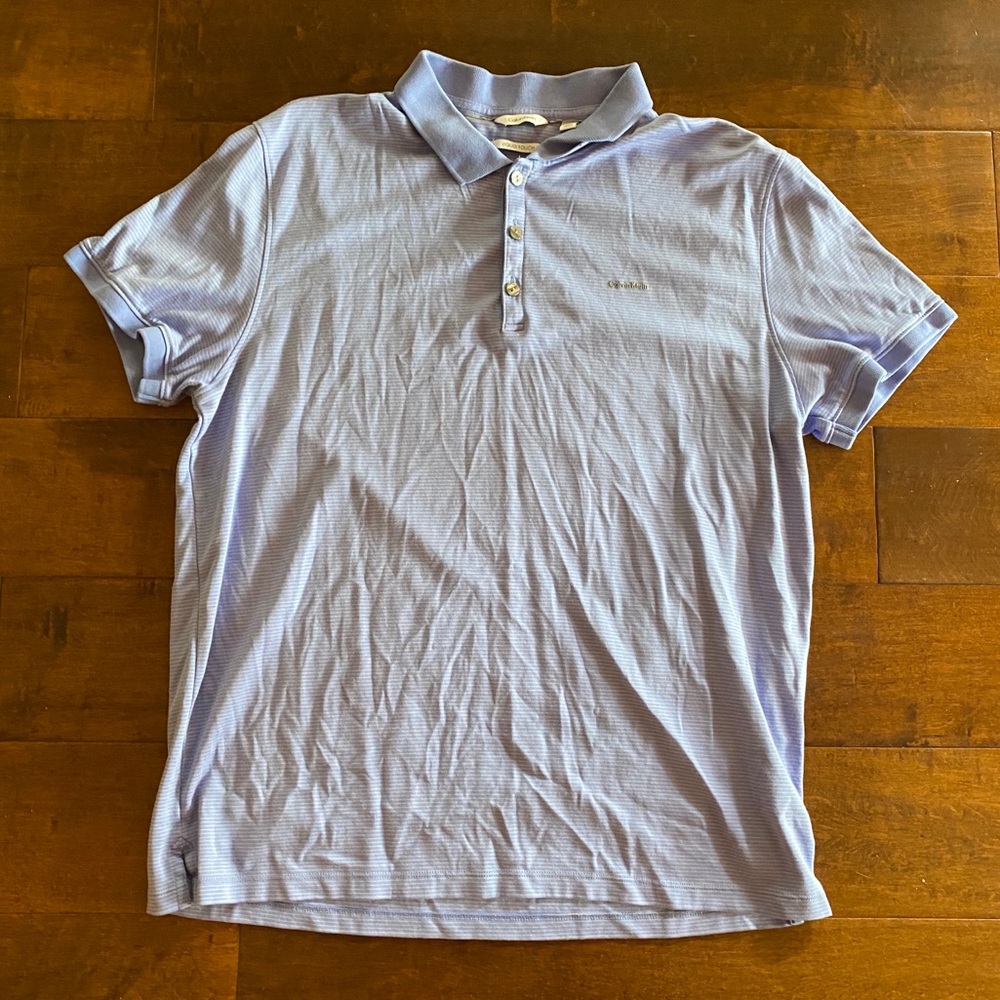 Calvin Klein Mens Polo Liquid Touch Striped Size L